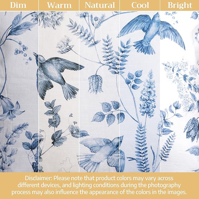 Maison d' Hermine Curtains for Living Room 100% Cotton 108 inch Length One Panel Light Filtering Curtains for Bedroom Windows with Rod and Loop Pockets Drapes (Neo Ipomee White, 50" W x 108" L)