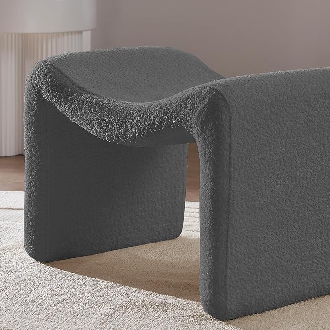 Large Footstool Ottoman, Multi-Functional Modern Foot Stool, Sofa Footrest Extra Seating for Living Room, Entryway, Hallways and Bedrooms, Large, Dark Gray