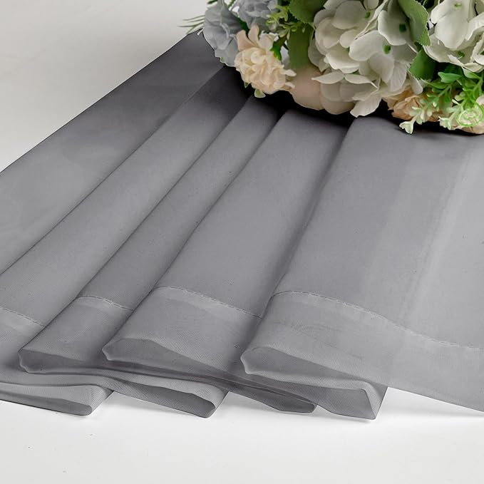 Aiyufneg Small Sheer Tier Curtains Half Kitchen Curtain Sheers, Light Filtering Farmhouse 24 Inch Window Panels Rod Pocket Grey Voile Short Curtain for Bathroom, 40W x 24L, Set of 2 Panels