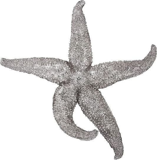 Howard Elliott Decorative Deep Starfish Figurine Hanging Wall Art for Home & Garden Decor, Silver Leaf Finish Abstract Decorative Sea Animal Figure for Tabletop & Wall Decoration 16 x 15 Inch, Medium