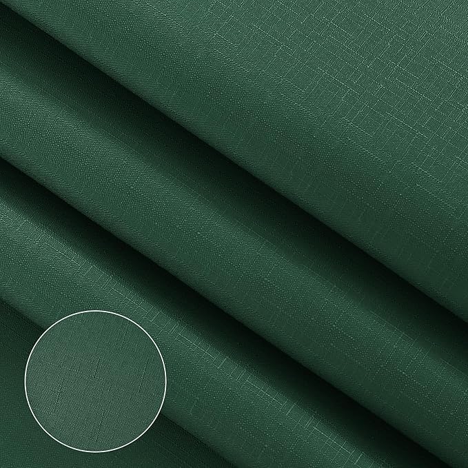 Emerald Green Ombre Shower Curtain, Green and White Ombre Linen Textured Bath Decor Textured Fabric Shower Curtain for Bathroom, Hotel Quality, 72x72