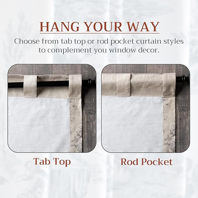 Maison d' Hermine Curtains for Living Room 100% Cotton 96 inch Length Two Panels Light Filtering Curtains for Bedroom Windows with Rod and Loop Pockets Drapes (Turin, 50" W x 96" L)