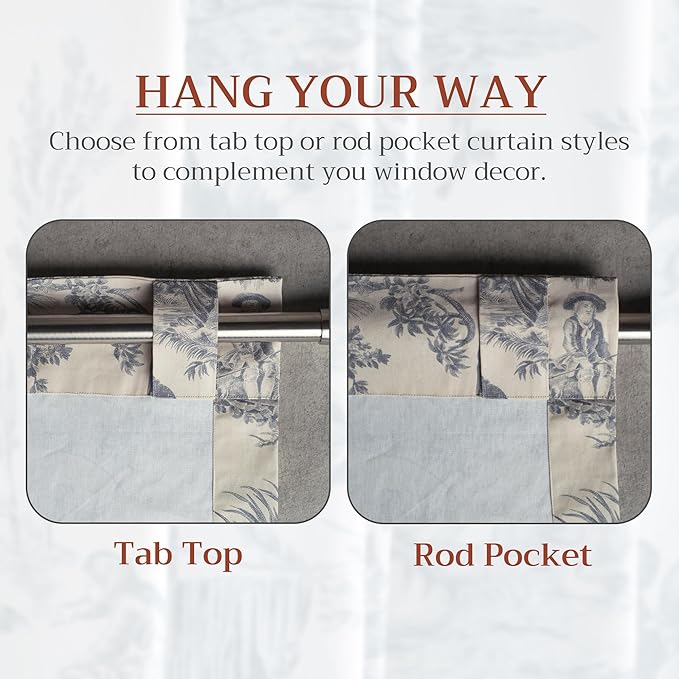 Maison d' Hermine Curtains for Living Room 100% Cotton 84 inch Length Two Panels Light Filtering Toile Curtains for Bedroom Windows with Rod and Loop Pockets (The Miller Paloma Gray, 50" W x 84" L)