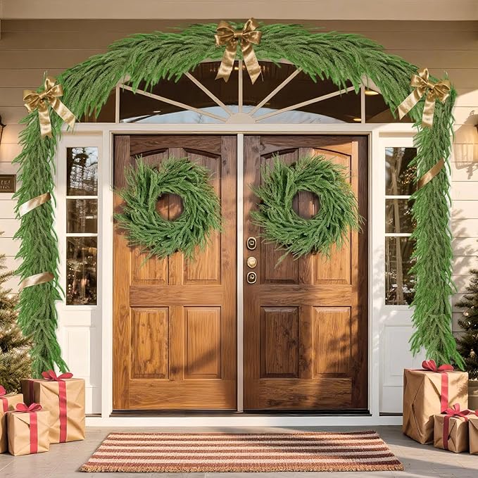 6 Ft Norfolk Pine Garland, Artificial Dense Christmas Garland Ornaments, Real Touch Greenery Garland for Fireplace, Stairs, Table, Mantle, Wall, Indoor, Outdoor Christmas Decorations