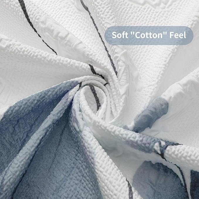 QiyI Extra Long Shower Curtain 72 x 84, Watercolor Floral Bath Curtain, 3D Embossed Butterflies Grey Flower Cloth Bathroom Curtains, Waterproof Fabric Farmhouse Textured Shower Curtain Set with Hooks