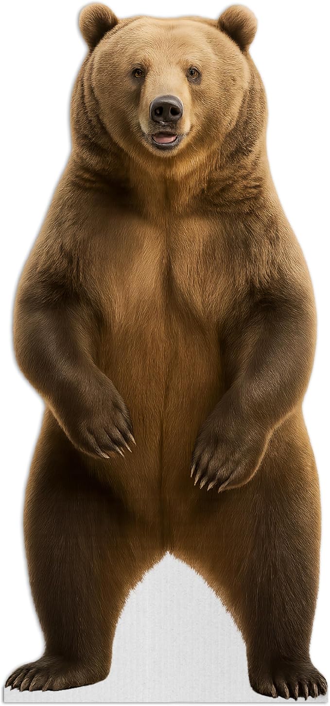 Bear - Standing Life Size Freestanding Coroplast Cutouts Standee - 4FT | Safari Animal Standup Photo Booths, Jungle Party, Birthday & Halloween Decorations