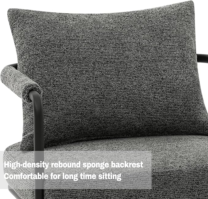 Mid-Century Modern Accent Chair, Comfy Upholstered Lounge Arm Chair with Chenille Fabric for Living Room, Bedroom, Apartment, Reading Corner, Office, Dark Grey