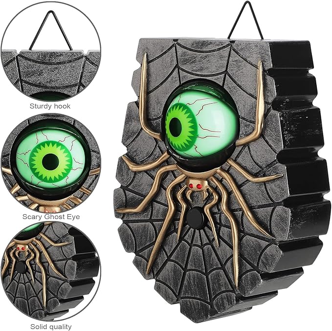 Halloween Doorbell, Animated Eyeball Halloween Decor with Spooky Sounds, Trick or Treat Event for Kids, Haunted House Party Prop Decoration (Silver)
