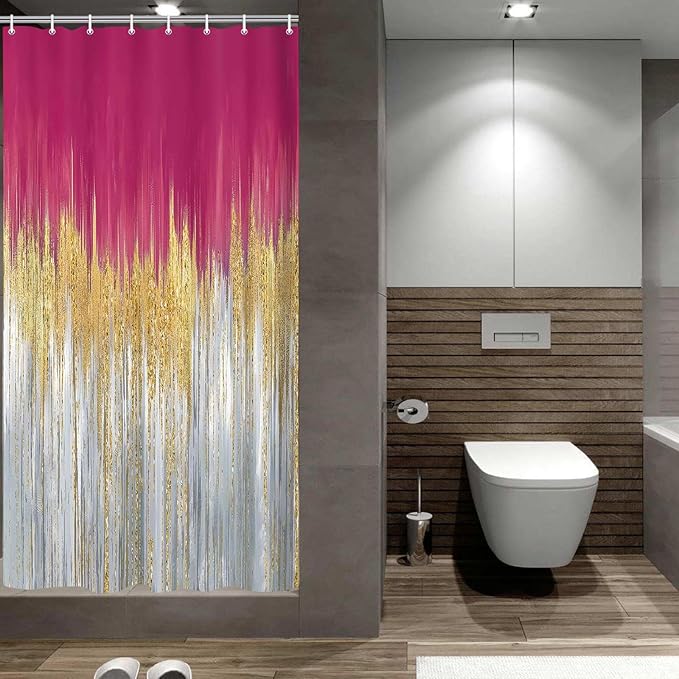 JAWO Fall Color Abstract Shower Curtain Set - Premium Quality Heavy Duty Orange Autumn Modern Farmhouse Vintage Shower Curtain Bohemian Bathroom Decor, Waterproof & Washable Curtains