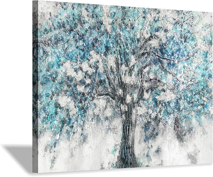 Abstract Tree Canvas Wall Art: Blue Picture Painting Graphic Art Picture t for for Kitchen (24"x18")