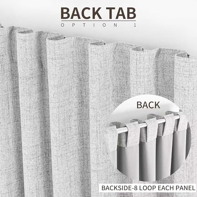 Joydeco Natural Linen Curtains 84 inch Length 2 Panels Set Burg 100% Blackout Patio Door Curtain Room Darkening Sliding Door Curtains Thermal Insulated Back tab Rod Pocket(105x84 inch, White)