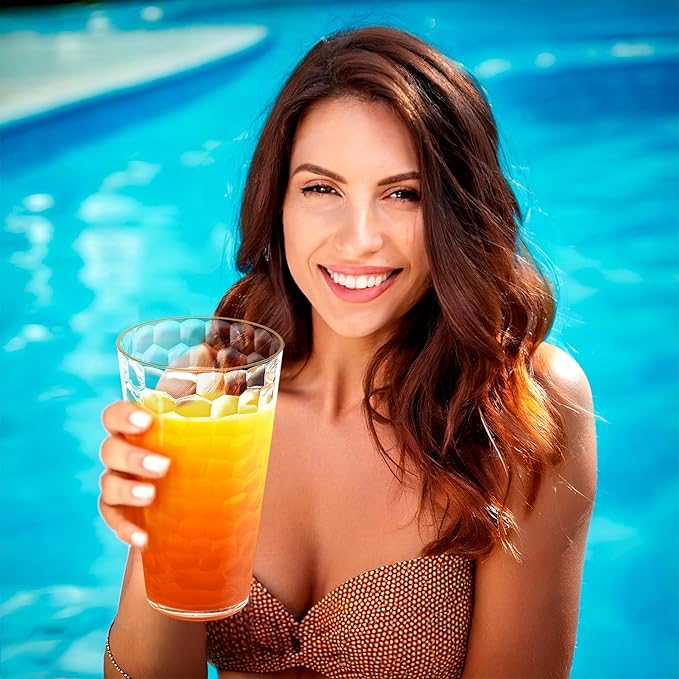 Amazing Abby - Iceberg - 30-Ounce Plastic Tumblers (Set of 6), Plastic Drinking Glasses, All-Clear Reusable Plastic Cups, Stackable, BPA-Free, Shatter-Proof, Dishwasher-Safe