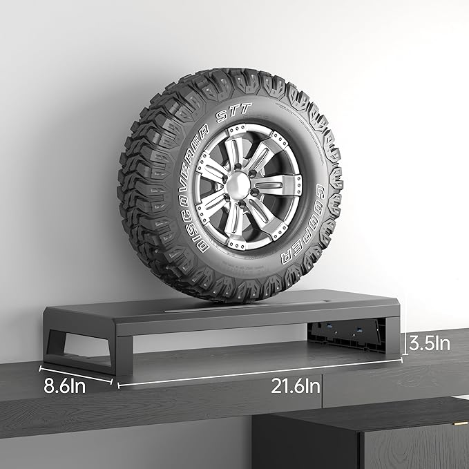 Computer monitor stand Laptop Desk Shelf & Monitor Riser ，21.6 inches,22W charging , 2 USB 3.0 , and 1 USB 2.0， Monitors/PC/Laptop/Computer Space Saver Organizer ，Heavy Duty Gift Gaming Studio Office (USB Hub Fast Charging Version, 550mm)