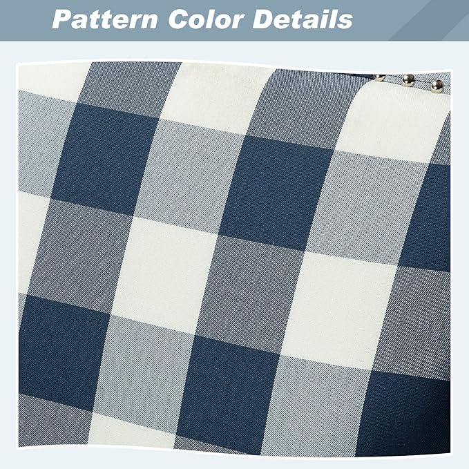 HULALA HOME Modern Accent Chairs Set of 2, Farmhouse High Back Buffalo Plaid Chairs with Wooden Legs & Nail Head Trim, Comfy Upholstered Armchairs for Living Room/Bedroom (Buffalo Navy)