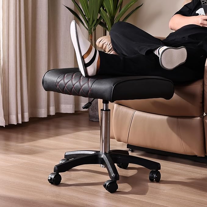Frassie Footrest Stool Under Desk Mobile Gaming Foot Stool, Multi-use Height Adjustable Rolling Swivel Stool Heavy Duty Ergonomic Foot Stool with Wheels