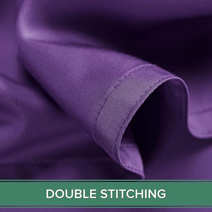 Full Sheets by Pure Bamboo, Genuine 100% Organic Viscose Derived from Bamboo Bed Sheet Set, Luxuriously Soft & Cooling, Double Stitching (Full, Purple)