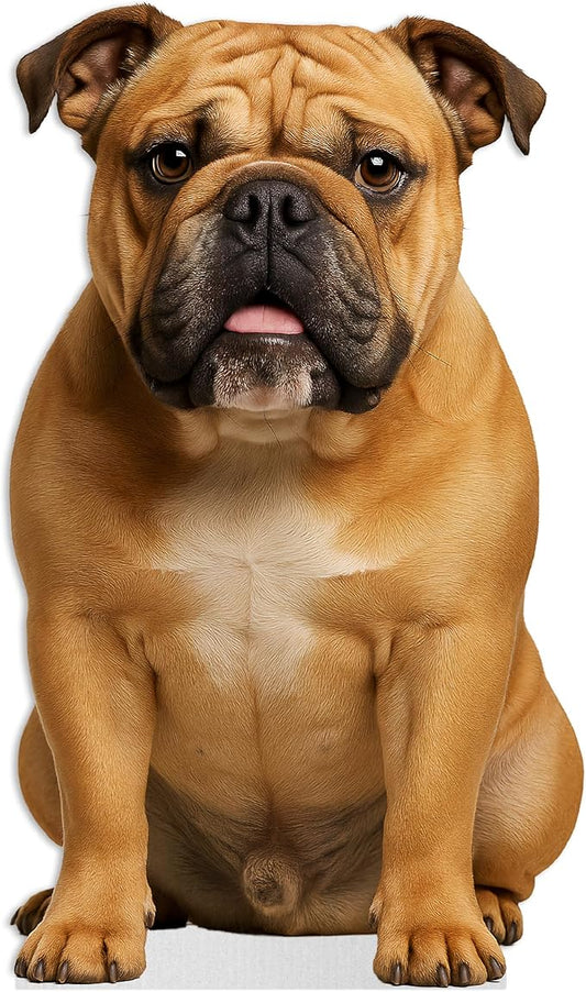 Bulldog - Fawn Life Size Standee - 3FT Freestanding Coroplast Cutouts | Pets Animal Standup Photo Booths, Birthday & Halloween Decorations
