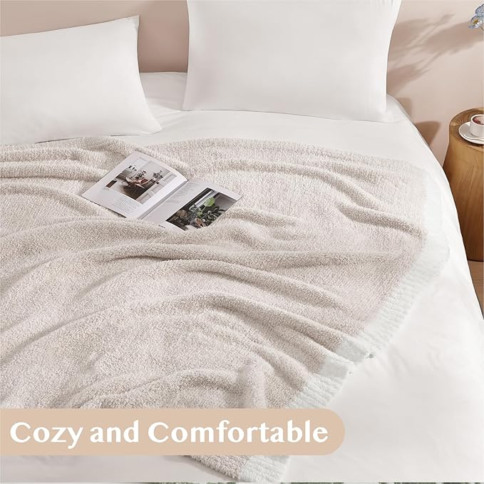 WRENSONGE Throw Blanket Cationic Dyeing Taupe Soft Cozy Fluffy Warm Hand Made Weave Throw Blankets for Couch, Sofa, Chair, Bed, Camping, Picnic, Travel Lightweight Bed Blanket - 60"*80"