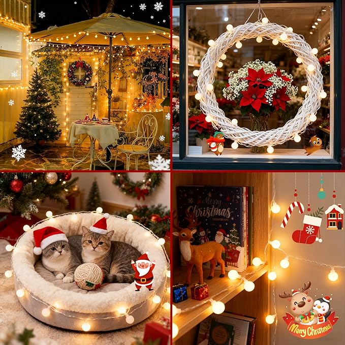 33 Feet 100 Led Globe Lights Plug in,8 Modes with Remote Indoor Fairy Lights Outdoor Christmas Lights for Bedroom Party Wedding Garden Christmas Tree Deco(Warm White)