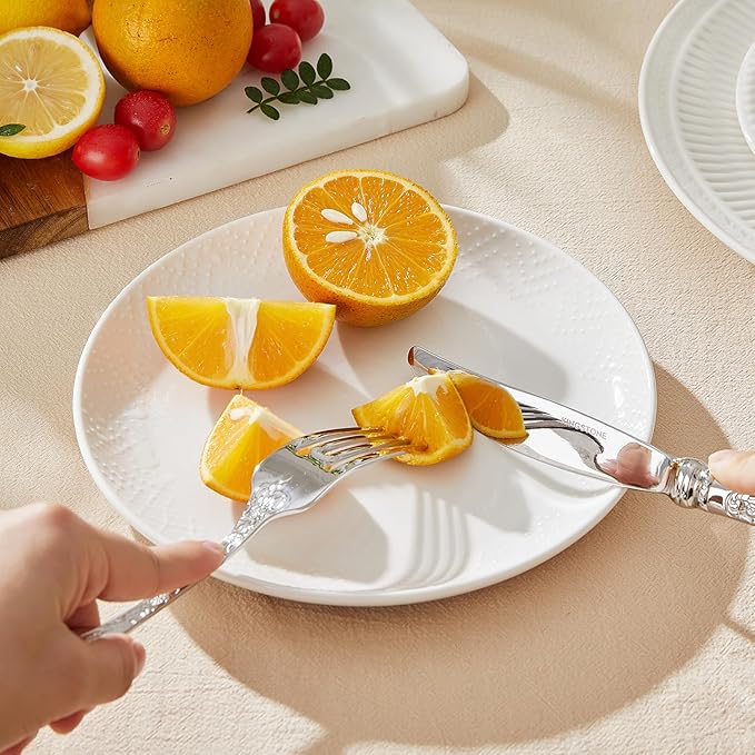 KINGSTONE Vintage Carved Silverware Set, 10-Piece 18/10 Stainless Steel Flatware Cutlery Set with Retro Royal Thick Handle, Tableware Utensils for Home, Restaurant, party, Wedding, Dishwasher Safe