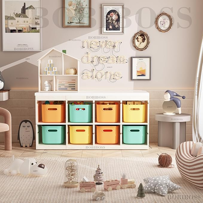 6 Pack Colorful Storage Bins with Lids for Shelves, Classroom Storage Bins, Stackable Colored Bins, Plastic Storage Containers with Lids for Organizing, Storage Boxes for Craft, Art Supplies