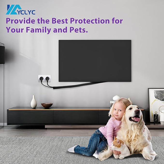 Cord Protectors from Pets No Chew 8.2ft 1/2inch, YCLYC Spilt Wire Protector Tubing Cable Sleeve, Black Cord Wrap Cable Organizer, Power Wire Organizers for Cords, Cable Management Under Desk, Computer