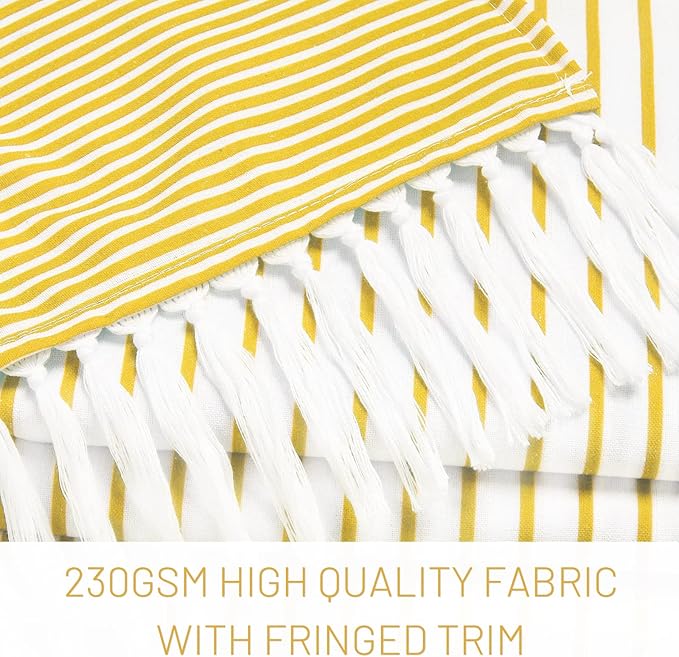 Awellife Boho Yellow Shower Curtain for Bathroom Farmhouse Cotton Stripe Tassel Shower Curtain Natural Texture 78" L x 72" W