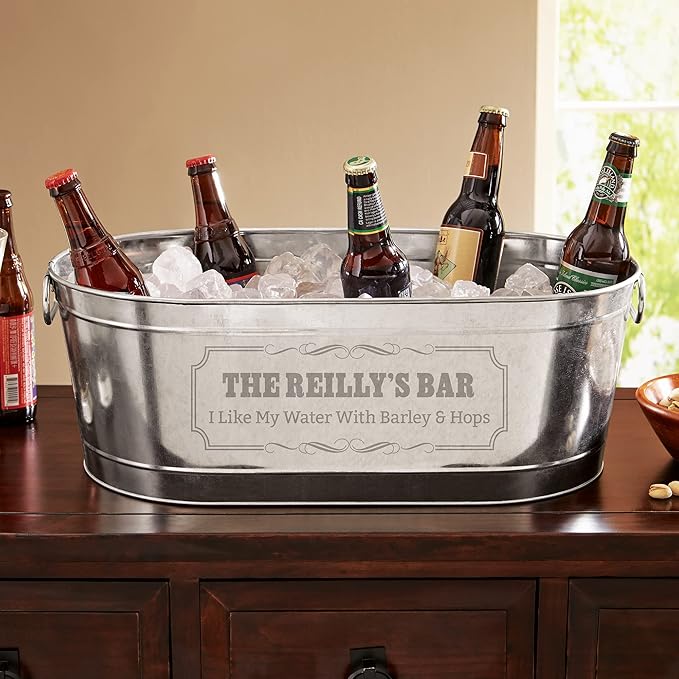 Let's Make Memories Personalized Beverage Tub - Custom Beverage Tub - Create Your Own Beverage Tub - Galvanized Drink Tub - 20 ¾"L x 11 ¾"W x 7" H - 5.5 Gallons
