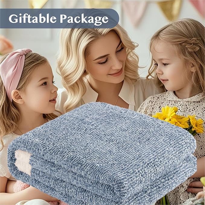 WRENSONGE Throw Blanket Cationic Dyeing Blue Soft Cozy Fluffy Warm Hand Made Throw Blankets for Couch, Sofa, Chair, Bed, Camping, Picnic, Travel Lightweight Bed Blanket - 50"*60"