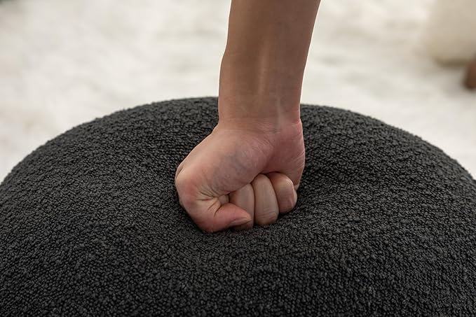 Small Foot Stool Ottoman Cute Vanity Stool Foot Rest Round Mushroom Ottomans Modern Boucle Footstool Shoe Stool for Couch for Living Room Bedroom Entrance Black