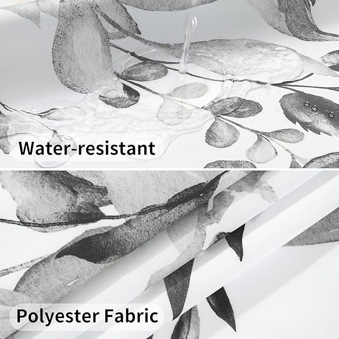 QiyI No Hook Shower Curtain with Snap in Fabric Liner, Grey Eucalyptus Shower Curtain with See Through Top Window, Waterproof Washable Cloth Ringless Shower Curtain Set for Bathroom, 72 x 75