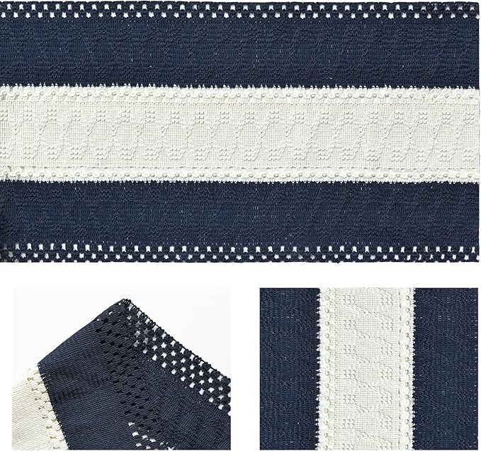 Artoid Mode Dark Blue Farmhouse Rustic Table Runner, Seasonal Hollow Kitchen Dining Table Decoration for Home Party Decor 12x36 Inch