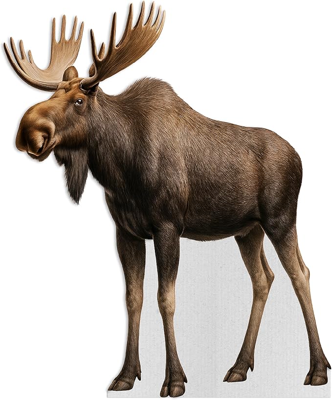 Moose Life Size Standee - 4FT Freestanding Coroplast Cutouts | Safari Animal Standup Photo Booths, Jungle Party, Birthday & Halloween Decorations