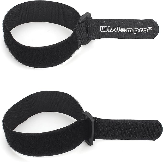 12 Pack 1 x 12 Inches Hook and Loop Reusable Fastening Cable Tie Down Straps by Wisdompro - Reusable, Durable Functional Ties to Keep Your Home, Office, Workspace from Tangled Messes of Cords