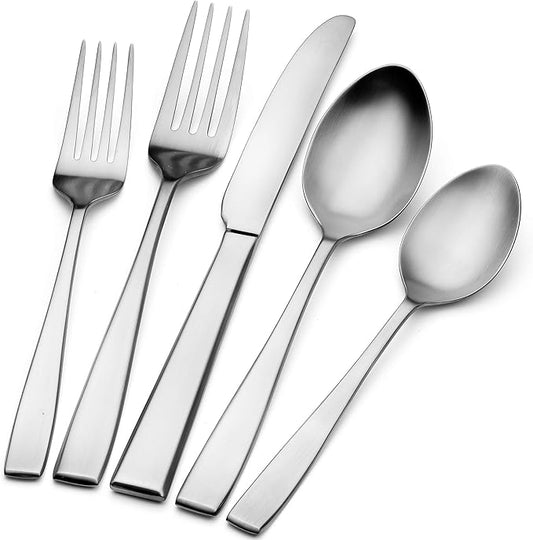 Godinger Flatware Set, Matte Finish Stainless Steel Cutlery Silverware Flatware Sets, 20 Piece Set, Service for 4