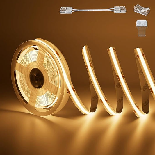 PAUTIX COB LED Strip Light 24ft/7.5m 3780LEDs Warm White 2700K CRI90+ High Lumen Super Bright,Lead-free Material Flexible DC24V LED Tape for Home&Office DIY Lighting Project(Power Supply Not Included)