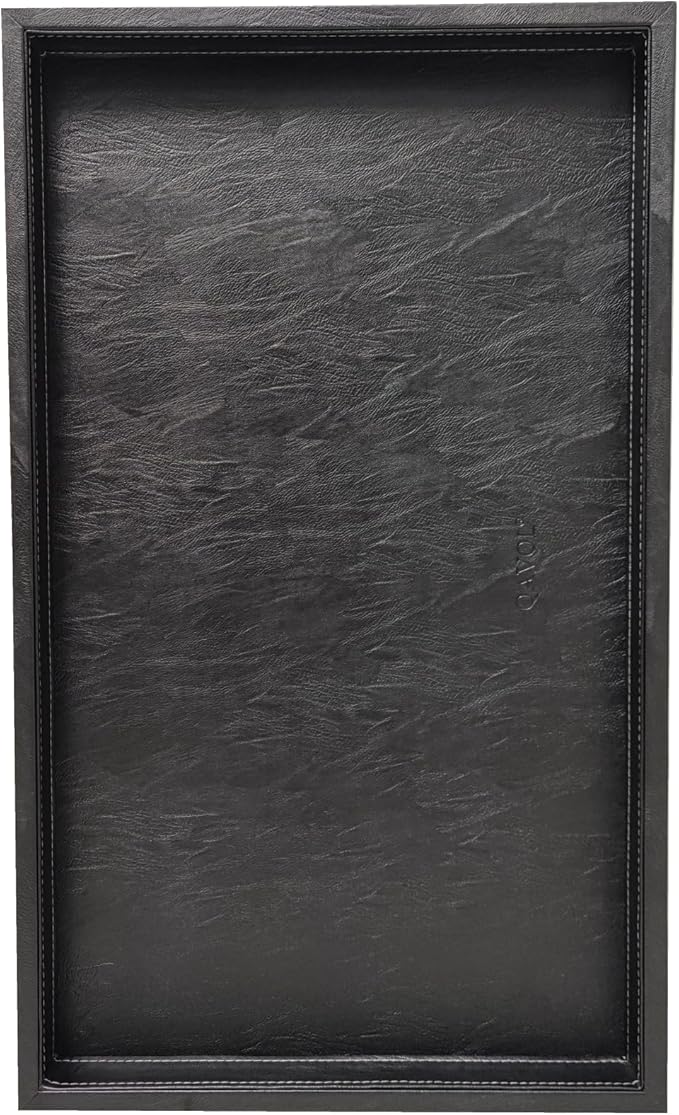 25 * 15 inches High-End Light Luxury Leather Rectangle Oversized Service Tray for Ottoman Tray, Coffee, Food, Family Dinner, Picnic, Party Essentials (Black, 25 * 15 inch)