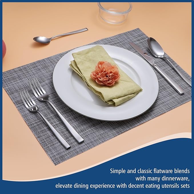 40 Piece Silverware Sets with Unique Handles, EIUBUIE Premium Stainless Steel Flatware Set for 8, Mirror Finished Kitchen Tableware Cutlery Rust Proof Dishwasher Safe Forks Spoons and Knives Set