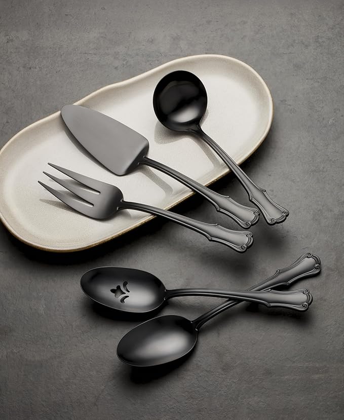 Oneida 897921 James Street Satin Black 5 Piece Hostess Set