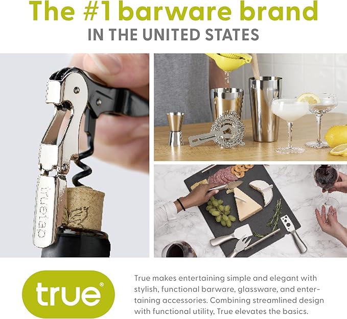 True Truetap Double Hinged Waiter's Corkscrew Wine Opener, Stainless Steel Wine Bottle Opener with Built In Foil Cutter, Home Bar Tools, Bar Cart Accessories, Wedding Gifts, Set of 1, Navy Blue