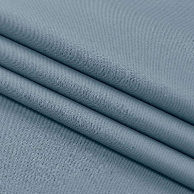 Aiyufeng Stone Blue Short Blackout Curtains for Bedroom 45 Inches Long 2 Panels Set, Solid Thermal Insulated, Energy Saving Window Treatment Curtains Blackout Drapes, W40 x L45 Inch, Stone Blue