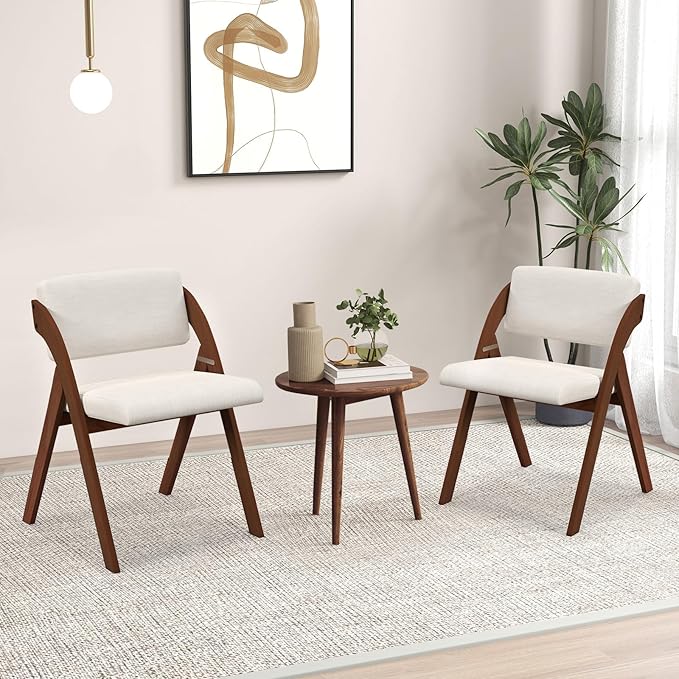 GOFLAME Folding Dining Chairs Set of 4, Upholstered Kitchen Chairs with Padded Seat & Backrest, Modern Side Chairs with Rubber Wood Legs for Home Office Events, Wedding, No Assembly Needed, Walnut