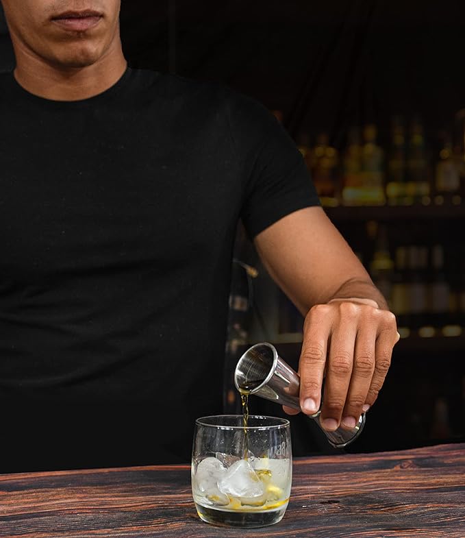 Cocktail Strainer Set Stainless Steel Bar Tools with Stirring Spoon - Hawthorne, Julep, Fine-Mesh and Jigger for Drinks