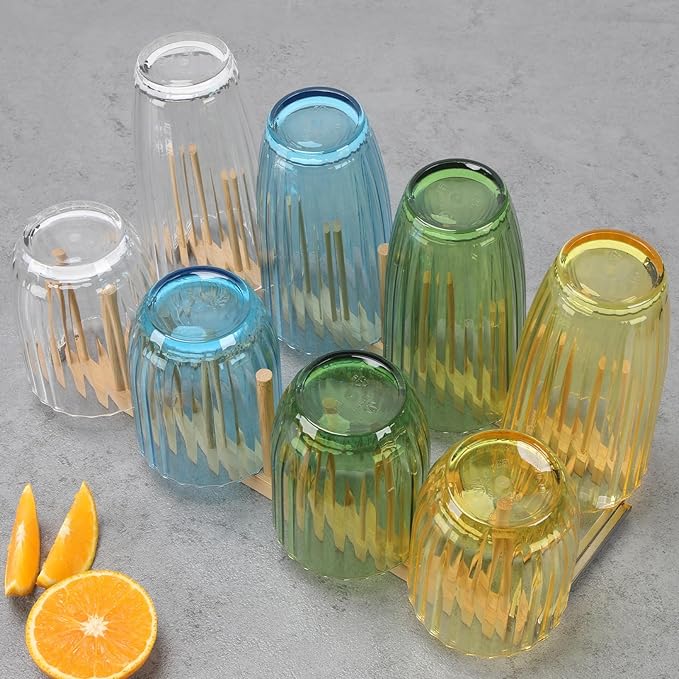 Acrylic Clear Highball Plastic Cups | Plastic Reusable Tumblers 15oz & 20oz (Set of 8) | Stackable | BPA-free Tumblers | Shatterproof | Top-rack Dishwasher Safe