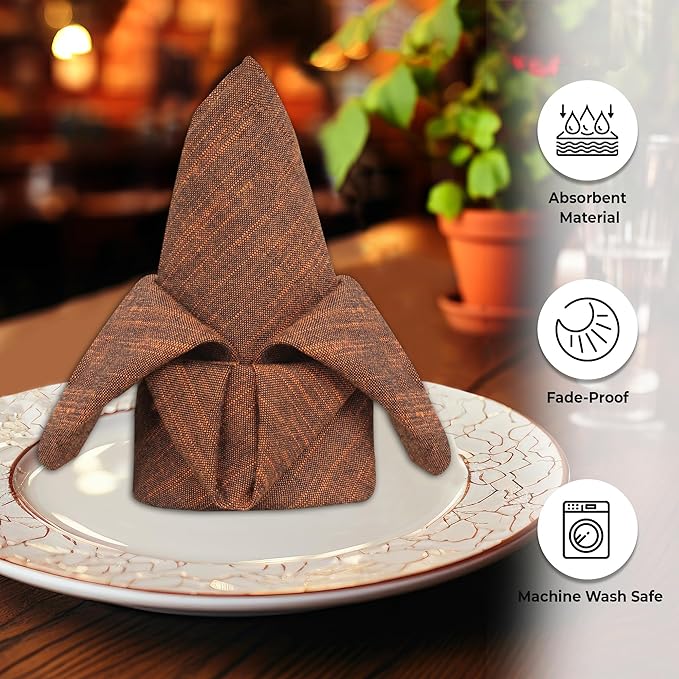 Urban Villa Cloth Napkins Halloween Dinner Napkins (Set of 12) 20"x20" 100% Cotton Slub Black/Orange Chambray Absorbent Napkins Soft Durable Reusable Washable Ideal for Everyday wedding Parties Events