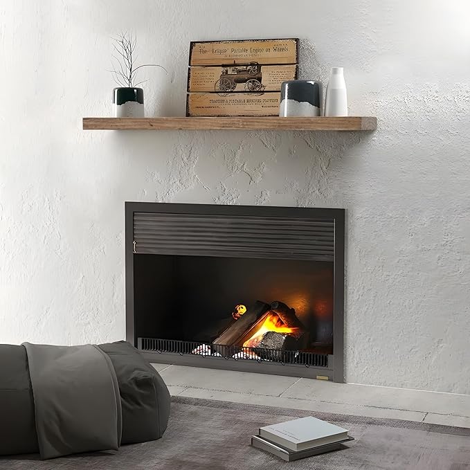 Floating Shelves | 8" Deep Rustic Reclaimed Barnwood Wall Hanging Shelves with Invisible Heavy-Duty Metal Bracket | Wall Mounted | Farmhouse Style | 36 inches, 2 PCs, Distressed Natural