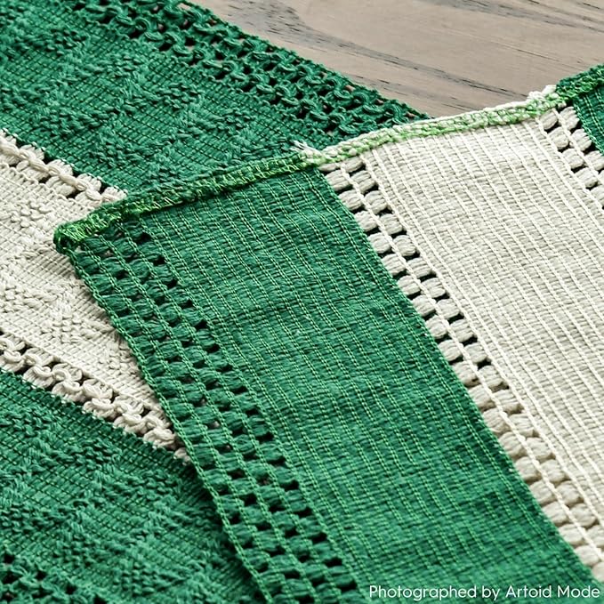 Artoid Mode Dark Green Farmhouse Rustic Table Runner, Seasonal Hollow Kitchen Dining Table Decoration for Home Party Decor 12x60 Inch