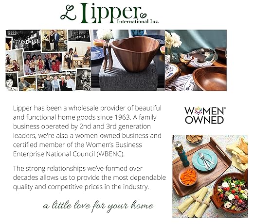 Lipper International 1265 Acacia Herringbone Serving Tray with Handle Cutouts for Meals or Organizing, 19 3/4" x 13 3/4" x 2 1/4"