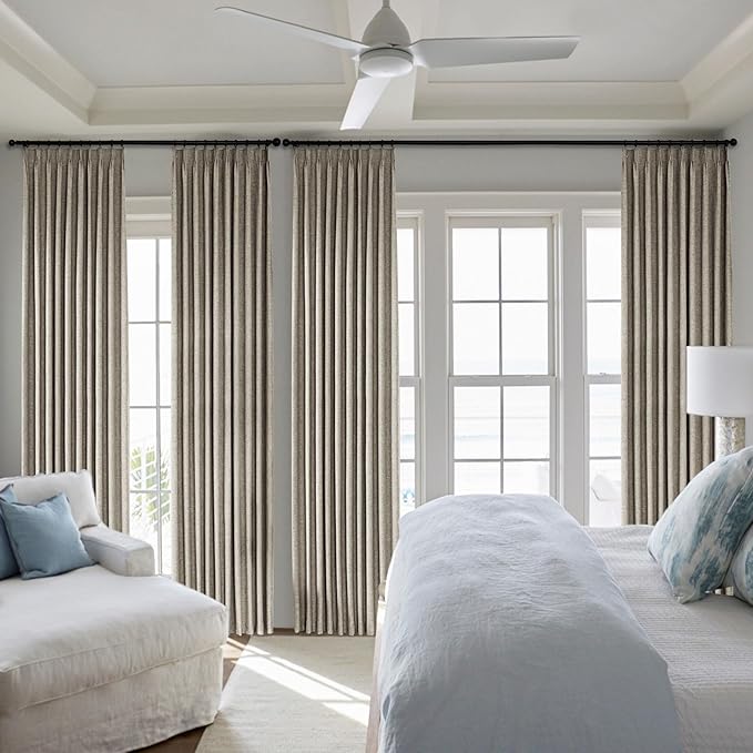 Macochico Blackout Curtains for Sliding Door Pinch Pleated Linen Curtains with Hooks Full Blackout Room Divider for Bedroom Living Room Thermal Curtains with Tieback Tawny 100" Wx84 L 1 Panel