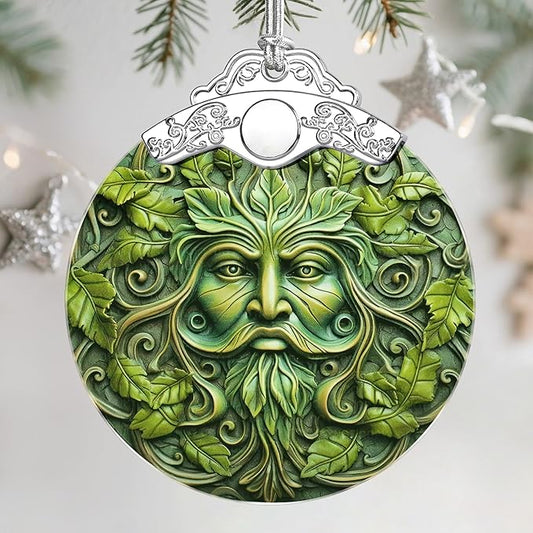 Christmas Ornaments: Stained Glass Ornament, Christmas Tree Ornament, Hanging Ornaments for Home Decor & Xmas Tree Decorations – Exquisite Holiday Decor, Gifts & Holiday Present - Green Face